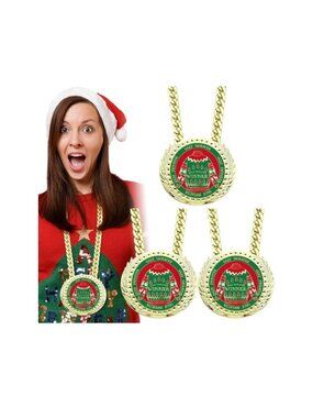 Ugly Sweater Awards Christmas Contest Medals Xmas Party Decor Fun Gift Set